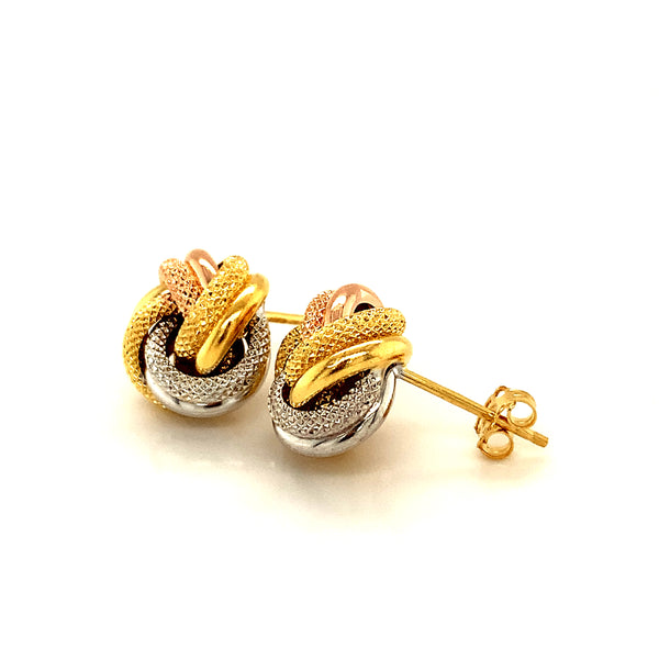 Aretes (nudos) en oro tres tonos 10kt