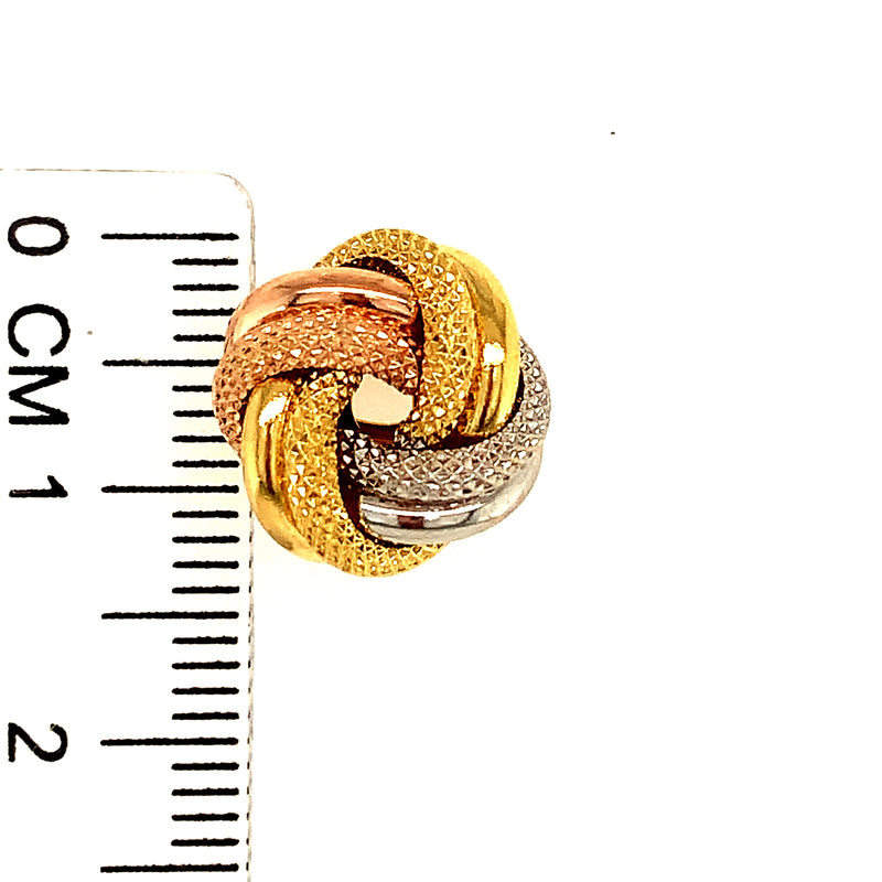 Aretes (nudos) en oro tres tonos 10kt