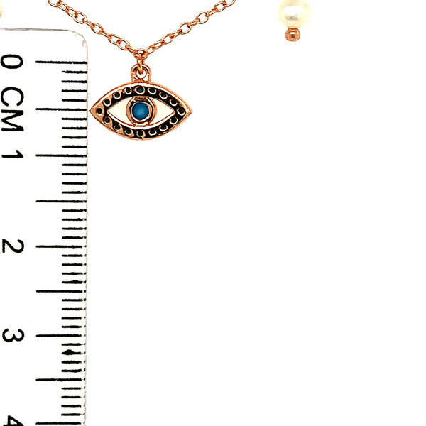 (SWAN) Collar de perla en plata 925 en baño de oro rosado. 40-45cm