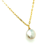 (SWAN) Collar de perla en plata 925 en baño de oro amarillo. 41-46cm