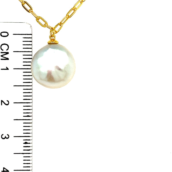 (SWAN) Collar de perla en plata 925 en baño de oro amarillo. 41-46cm