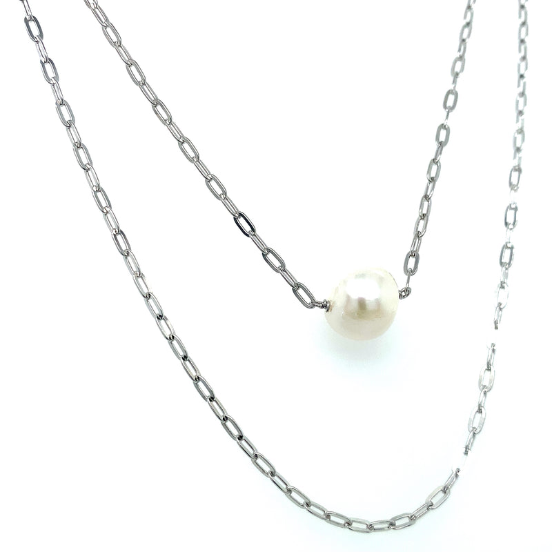 (SWAN) Collar de perla (2 vueltas) en plata 925. 32-42cm