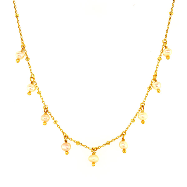 (SWAN) Collar de perlas en plata 925 con Baño Oro Amarillo. 35cm-45cm  ANTES:  $55.00