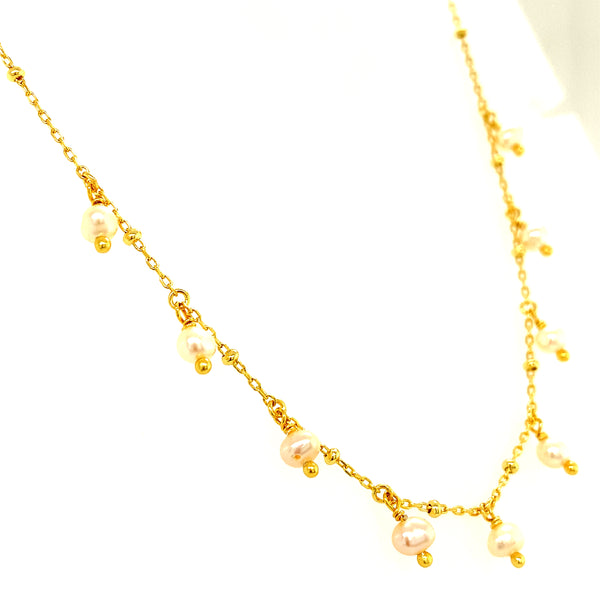 (SWAN) Collar de perlas en plata 925 con Baño Oro Amarillo. 35cm-45cm  ANTES:  $55.00