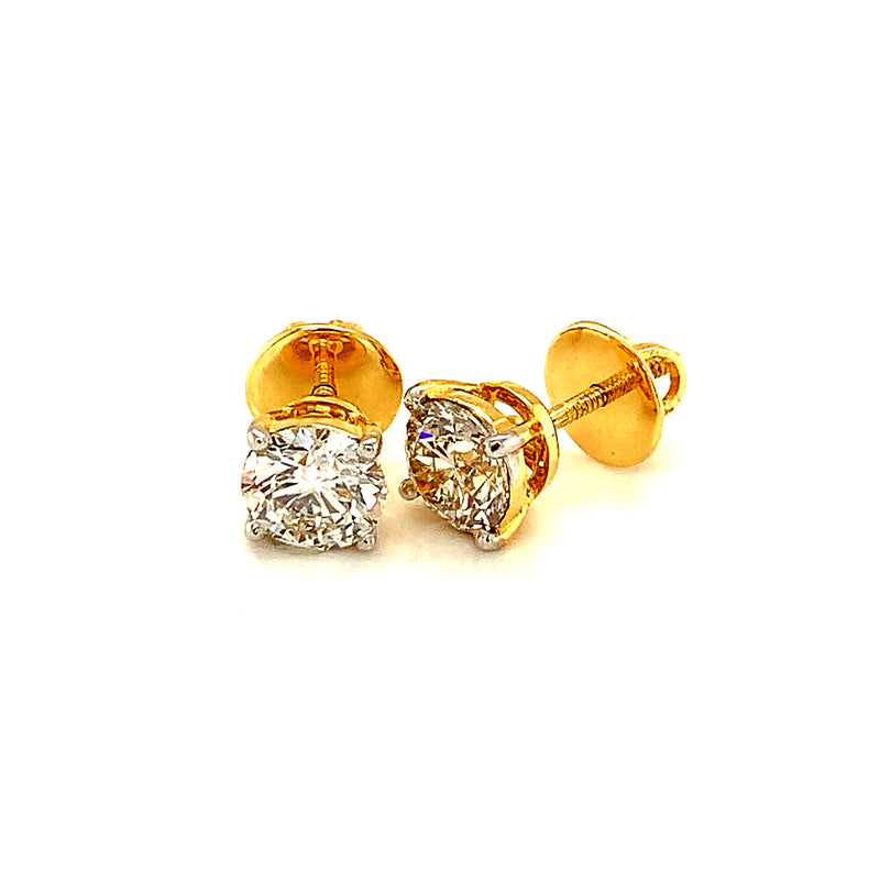 (LD) Aretes de diamantes en oro amarillo 14kt.