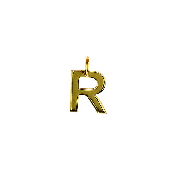 Dije (inicial R) en oro amarillo 10k