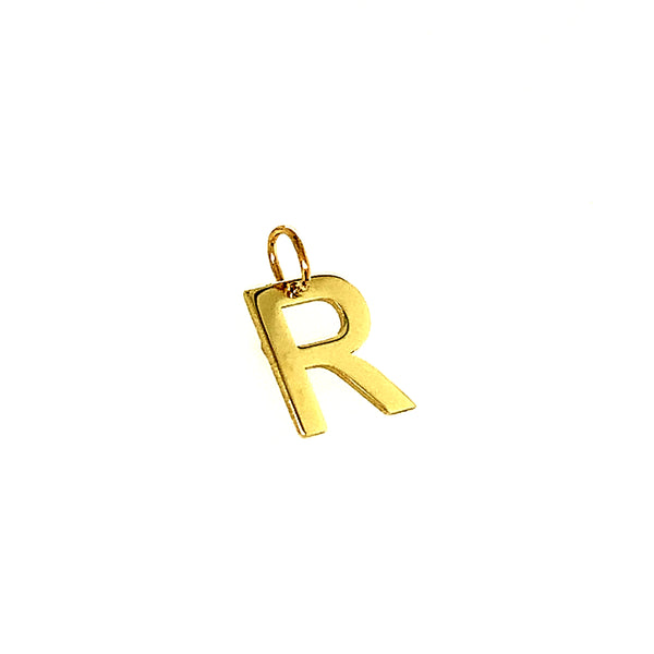 Dije (inicial R) en oro amarillo 10k