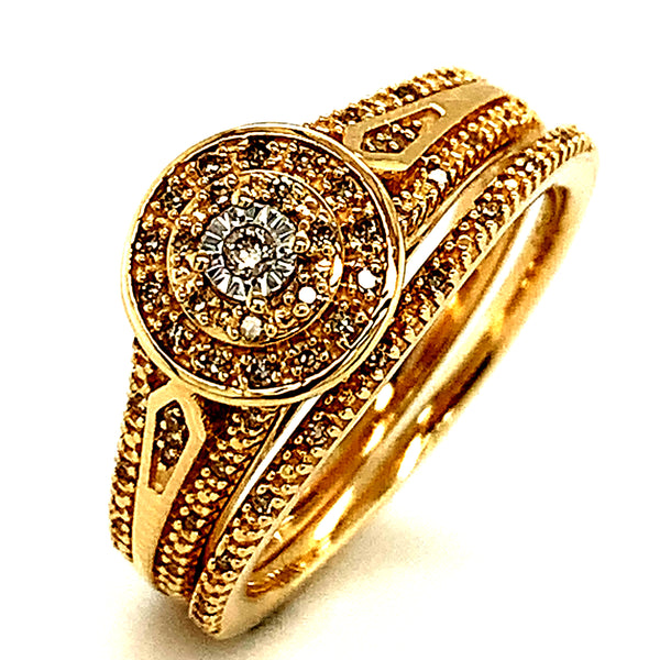 (SOFIA) Set de anillos con diamantes en oro amarillo 10k  ANTES: $995.00
