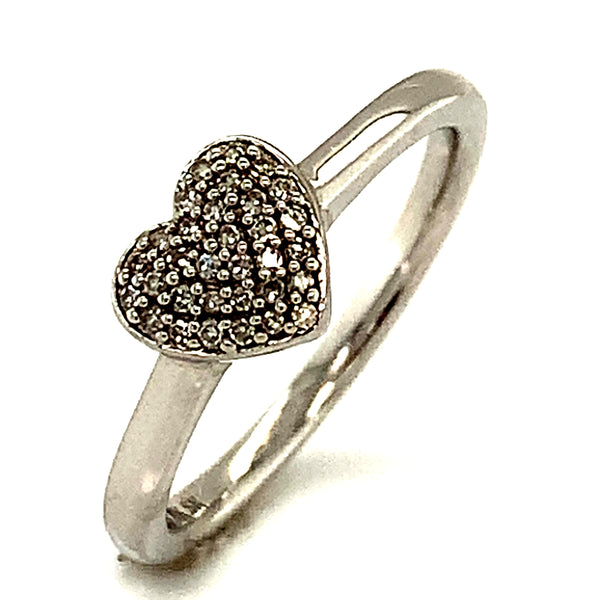 (SOFIA) Anillo (corazón) con diamantes en oro blanco 10kt  ANTES: $499.00