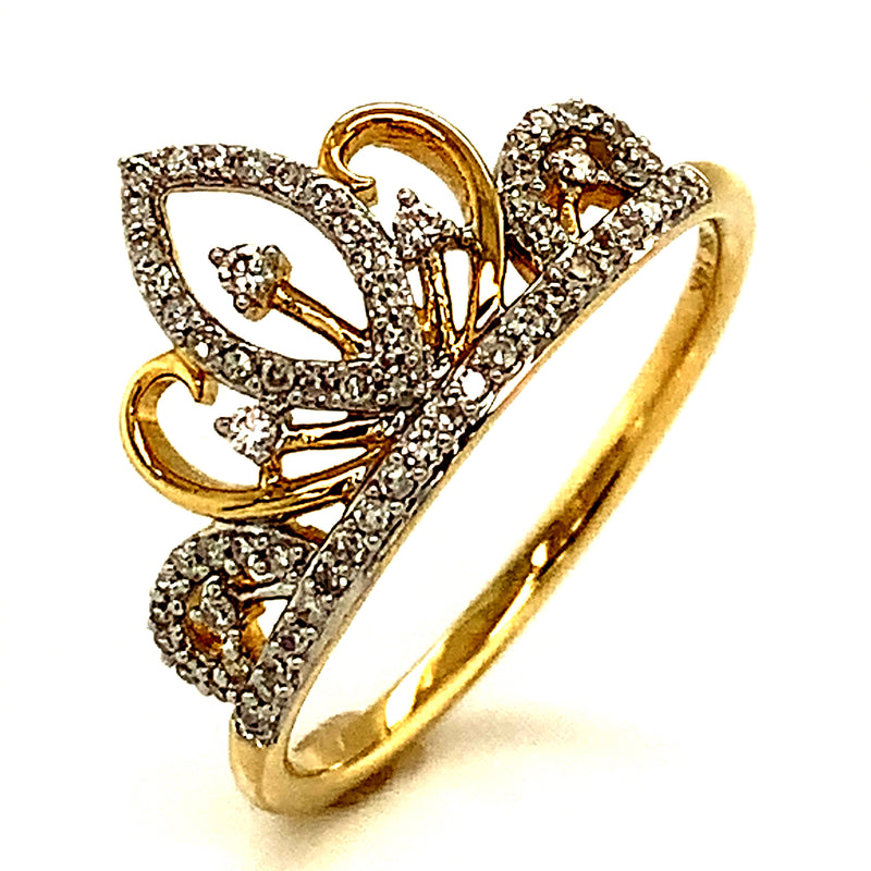 Anillo (corona) con diamantes en oro amarillo 14k Antes: $599.00