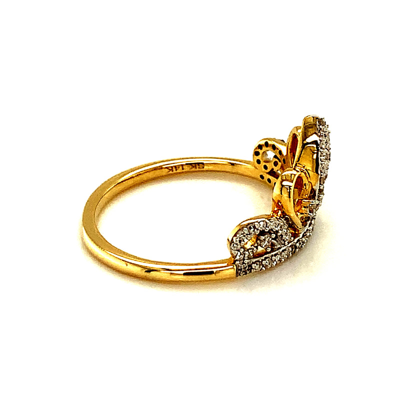 Anillo (corona) con diamantes en oro amarillo 14k Antes: $599.00