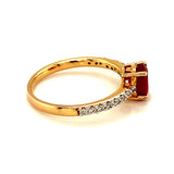 Anillo de rubíes con circones en plata 925 bañada en oro RU-1.1CTS. 16CZ-0.40CTS.