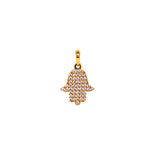Dije (hamsa) con circones en oro amarillo 18k