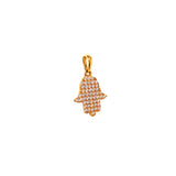 Dije (hamsa) con circones en oro amarillo 18k