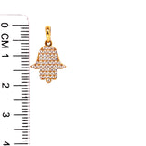 Dije (hamsa) con circones en oro amarillo 18k