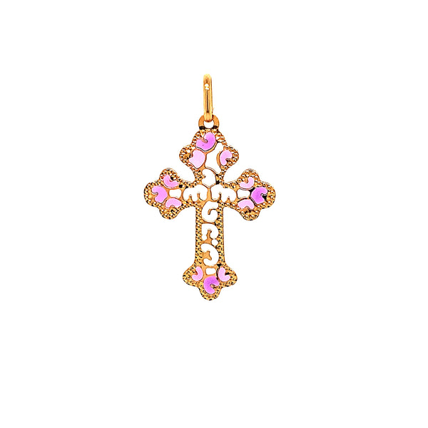 Dije (cruz) con circones en oro amarillo 18k