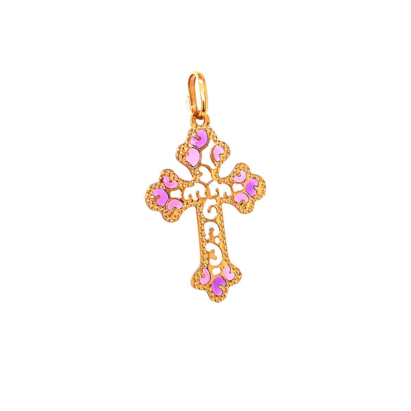 Dije (cruz) con circones en oro amarillo 18k