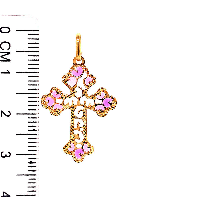 Dije (cruz) con circones en oro amarillo 18k