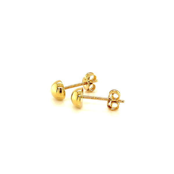 Aretes (media bolita lisa) en oro amarillo 18k