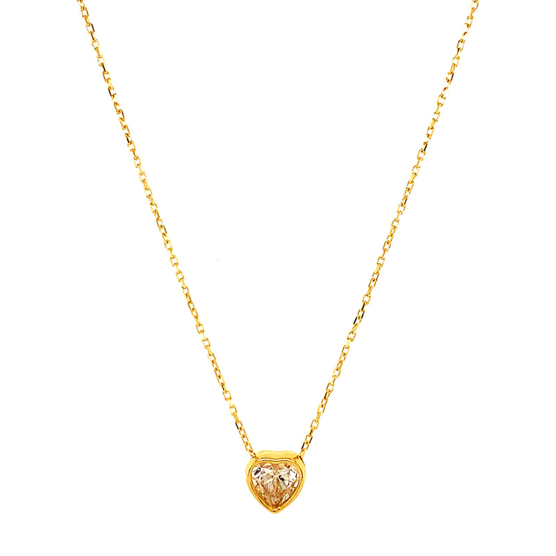 Collar (corazón) con circón en oro amarillo 18kt. 45cm