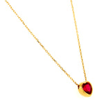 Collar (corazón) con circón rojo en oro amarillo 18kt. 45cm