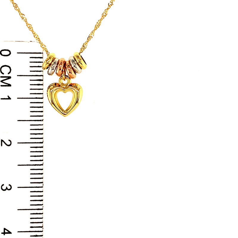 Collar (corazón) en oro tres tonos 18kt. 43cm- 45cm