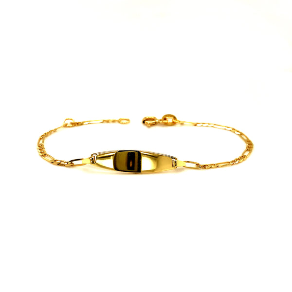 Pulsera cartier para bebés con placa grabable en oro amarillo 18k. 13cm-15cm