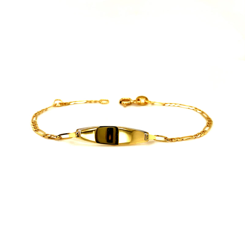 Pulsera cartier para bebés con placa grabable en oro amarillo 18k. 13cm-15cm