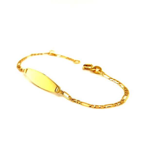 Pulsera cartier para bebés con placa grabable en oro amarillo 18k. 13cm-15cm