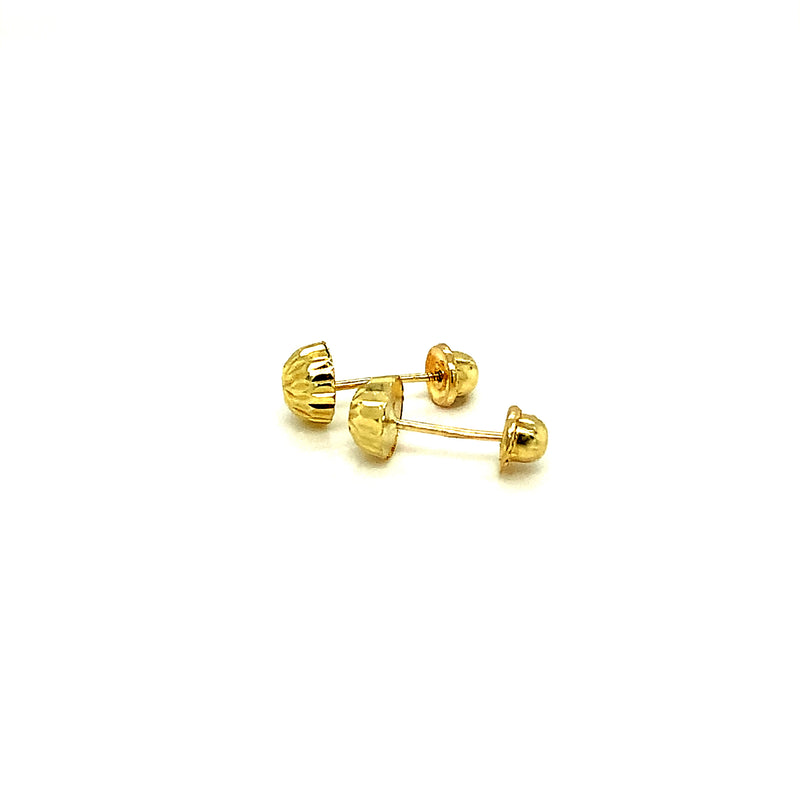 Aretes (media bolitas adiamantadas) para bebés en oro amarillo 10kt