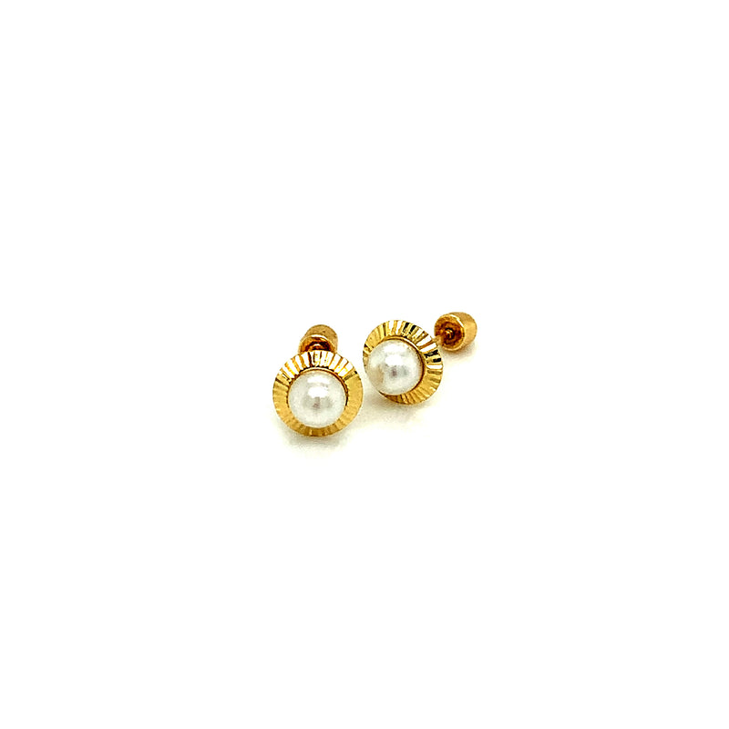 Aretes con perlas para Bebés en oro amarillo 18kt.