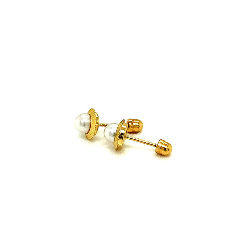 Aretes con perlas para Bebés en oro amarillo 18kt.