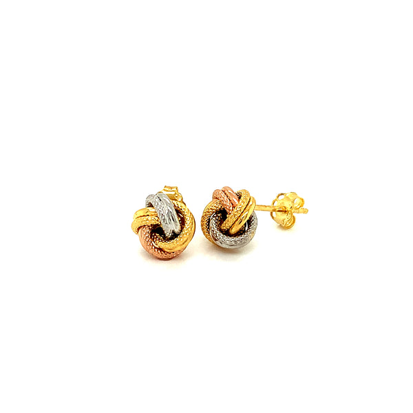 Aretes (nudos) en oro tres tonos 10kt