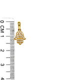 Dije (hamsa) con circones en oro amarillo 10kt.