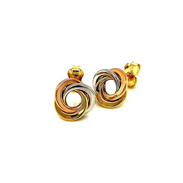 Aretes (nudo) en oro 3 Tonos 18k