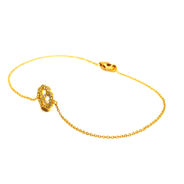 (MIA) Pulsera (trebol) con diamante en oro amarillo 18kt.  ANTES: $399.00