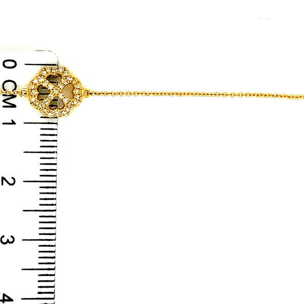 (MIA) Pulsera (trebol) con diamante en oro amarillo 18kt.
