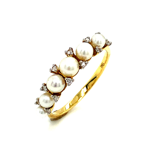 Anillo de perla con diamante en oro amarillo 18kt.  ANTES:  $559.00