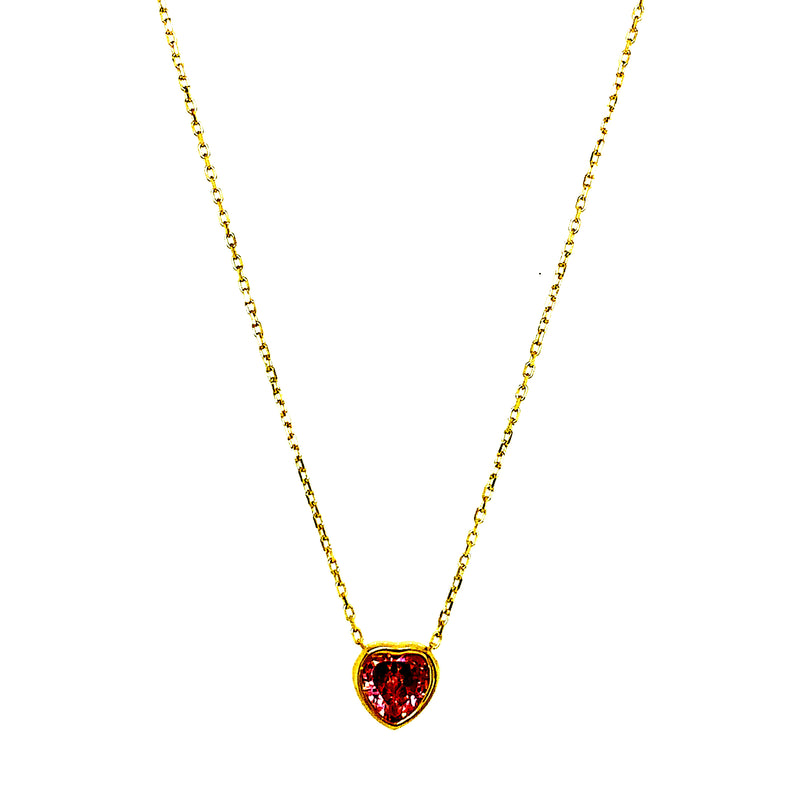 Collar (corazón rosado de circon) en oro amarillo 10kt. 45cm