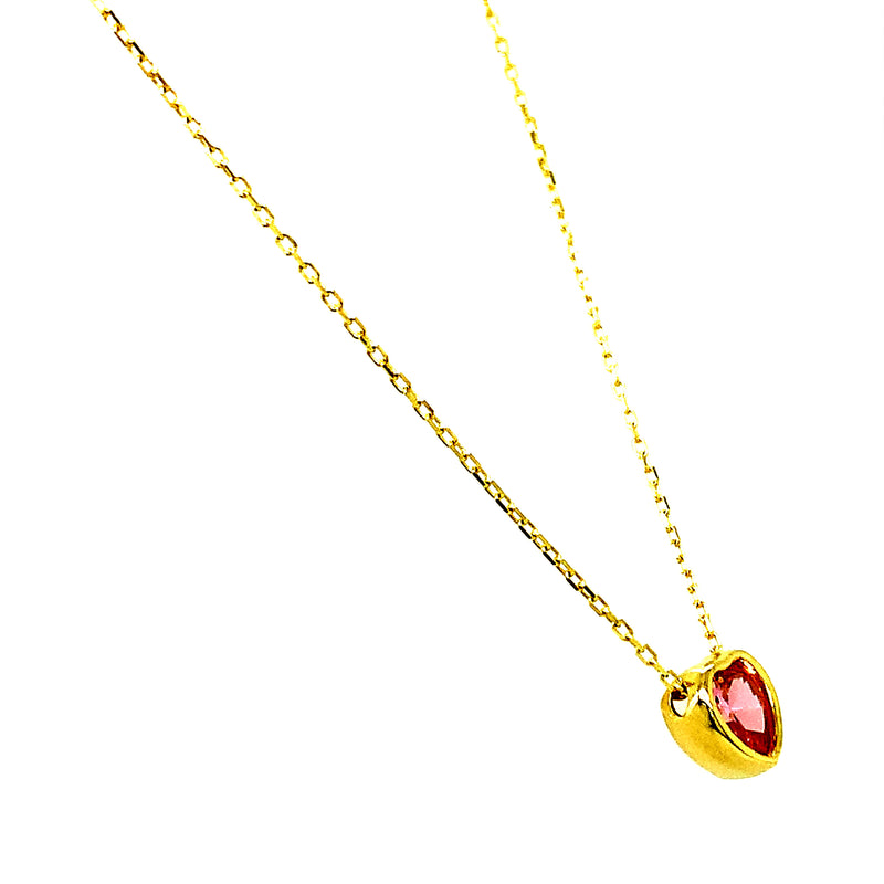Collar (corazón rosado de circon) en oro amarillo 10kt. 45cm