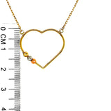 Collar de corazón con bolitas en oro tres tonos 10kt. 45cm