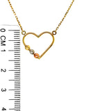 Collar de corazón con bolitas en oro tres tonos 10kt. 45cm