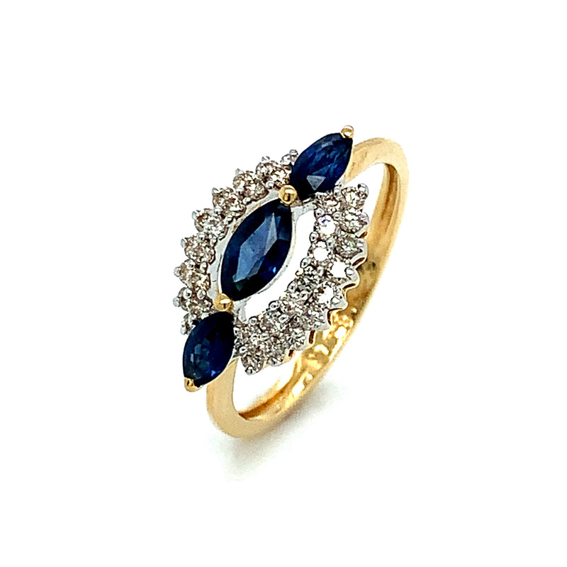Anillo de zafiros con diamantes en oro amarillo 18k ANTES: $839.00