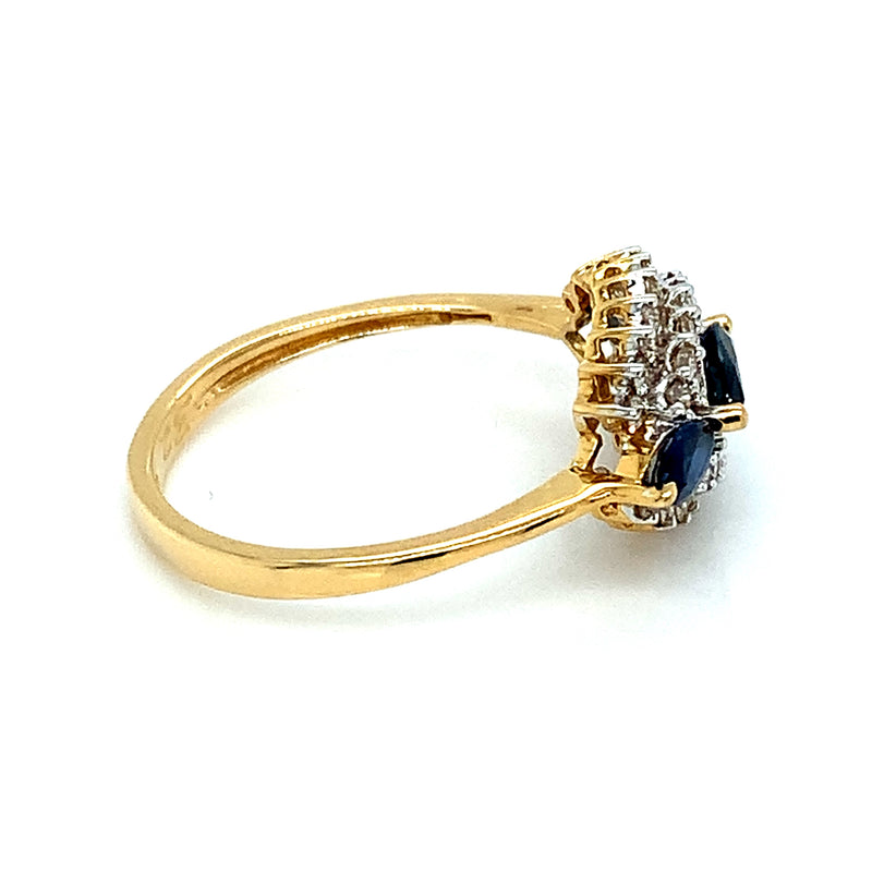 Anillo de zafiros con diamantes en oro amarillo 18k ANTES: $839.00
