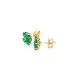 Aretes de esmeralda con diamantes en oro amarillo 14kt.