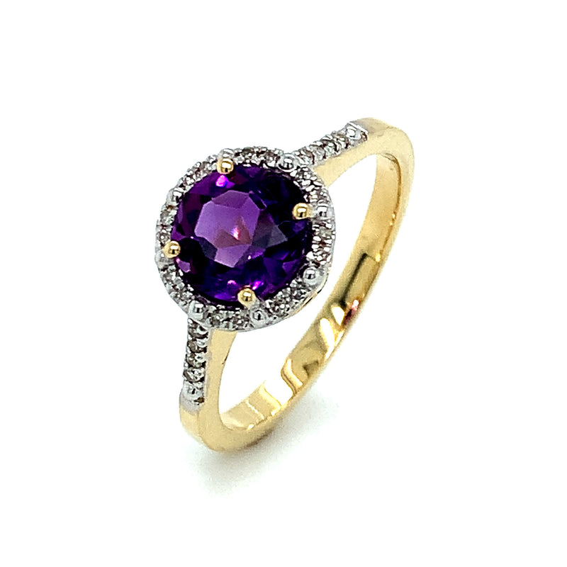 Anillo de amatista en oro amarillo 10kt.