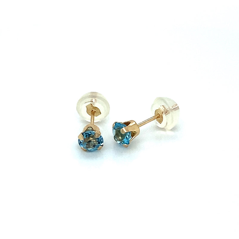 Aretes de Topacio Azul en oro amarillo 10k