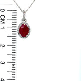 Collar de rubi con diamantes en oro blanco 14Kt. 45cm
