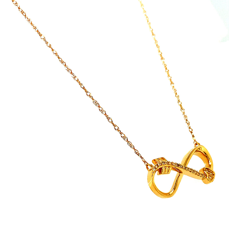 Collar (infinito) con diamantes en oro amarillo 14k. 45CM