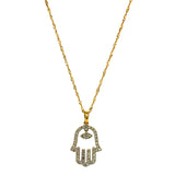 (SOFIA) Collar (hamsa) con diamantes en oro amarillo 10k. 45CM